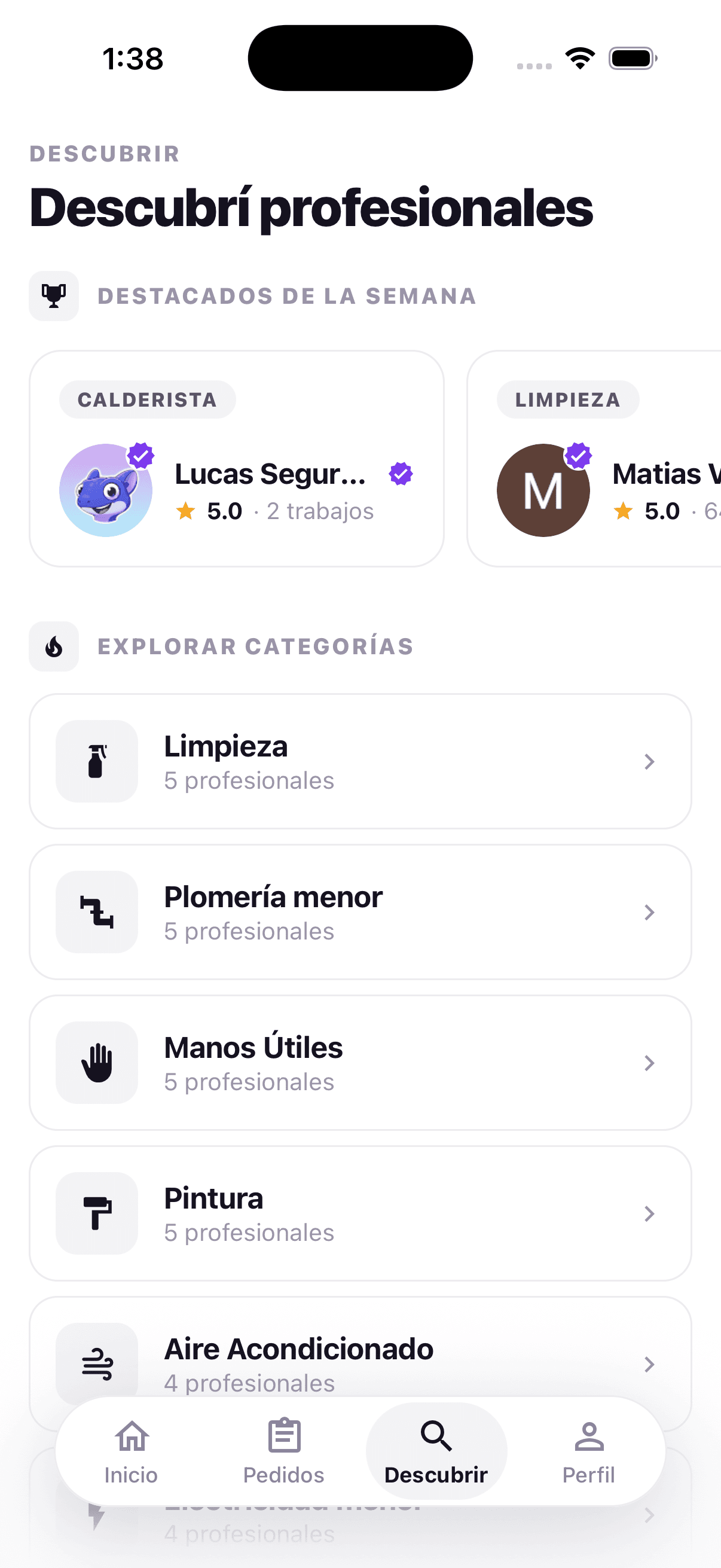 Discover screen