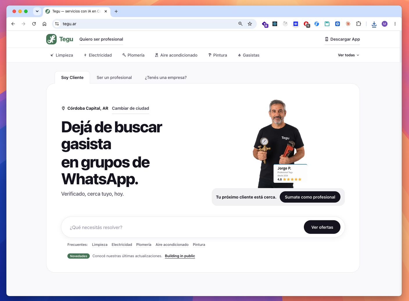 Nueva landing de Tegu en tegu.ar
